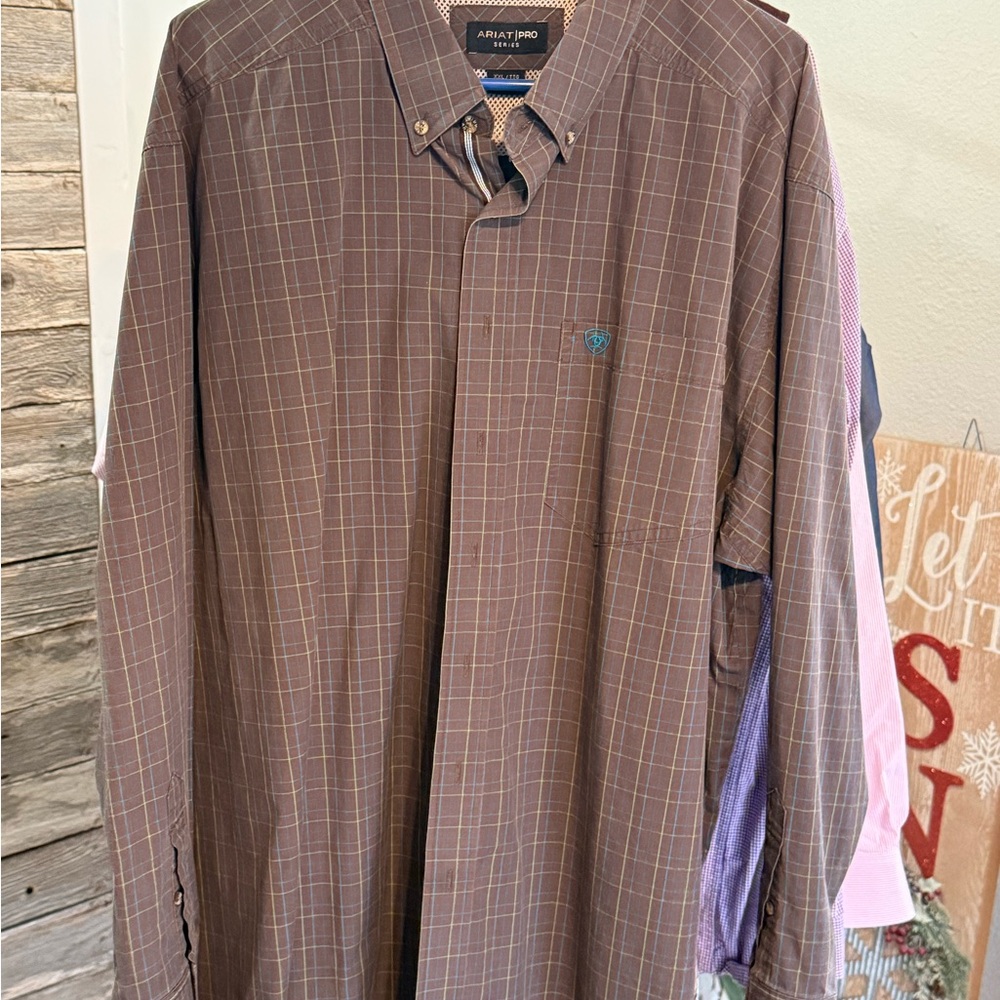 Ariat Men's Casual Brown Checkered Shirt